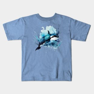 Ocean Symphony: Artistic Orca Leap Kids T-Shirt